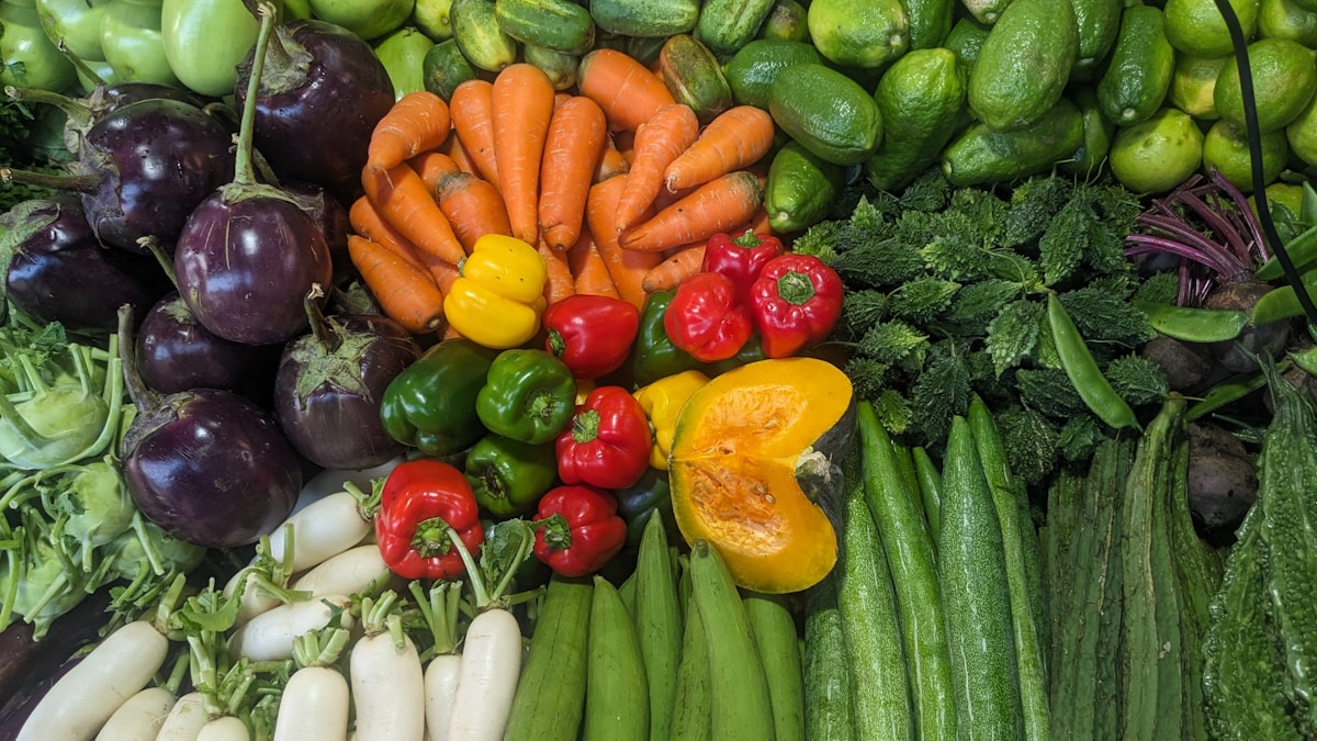 Fresh vegetables and leafy greens